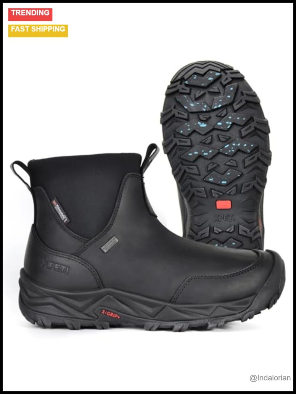 Men's Waterproof Leather Chelsea Winter Boots with 200g Thinsulate, ICE-GRIP